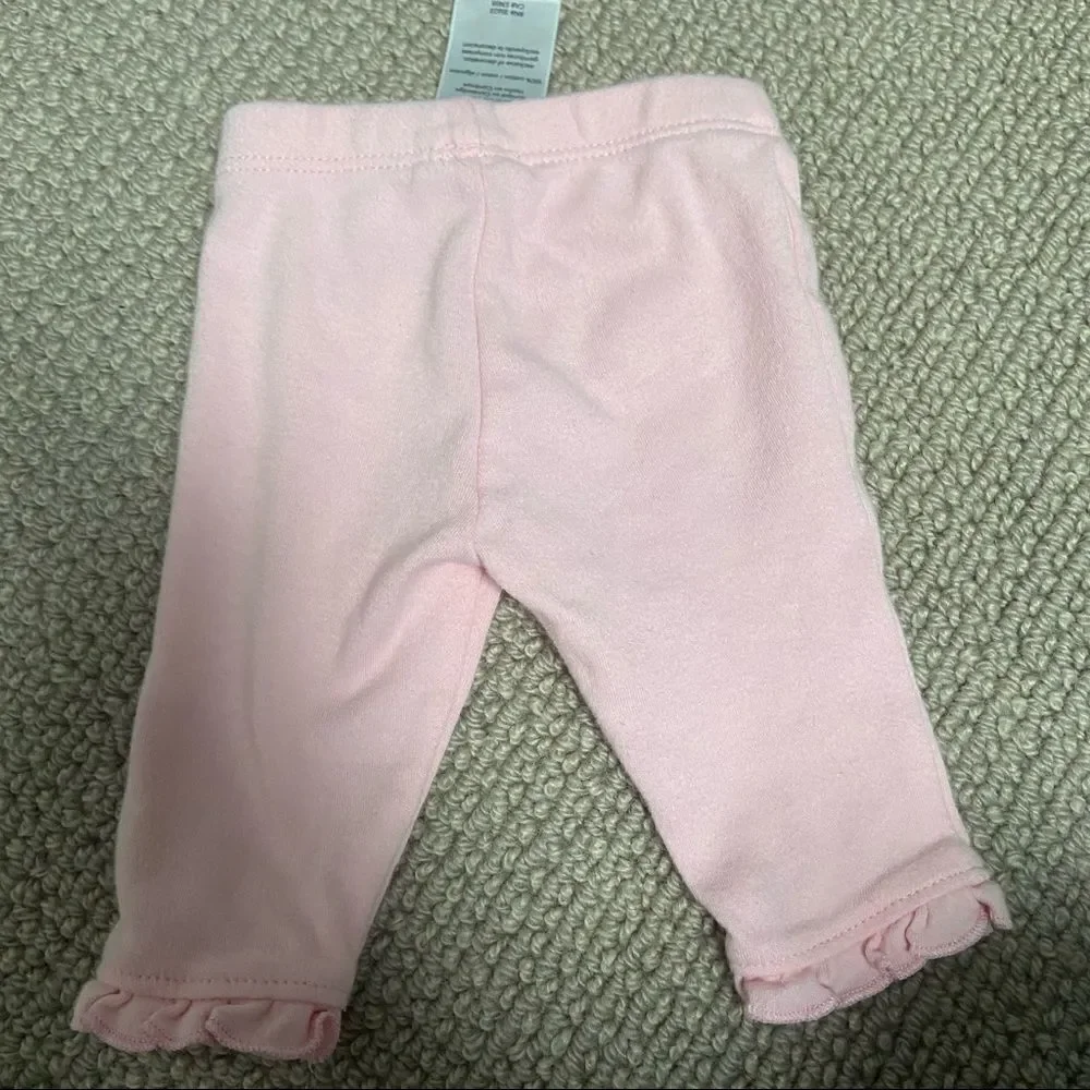 🍭6/$30 Carter’s cotton pale pink ruffle bottom bow legging pants - newborn / nb